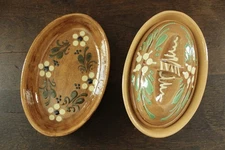 2 FRENCH VINTAGE SOUFFLENHEIM POTTERY TERRINE ~ALSACE  OVAL CASSEROLE  DISH LID