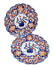 2 Teller Japan Asiatika Imari Dekor Blumen Vase Edo/Meiji Periode 19. Jh.