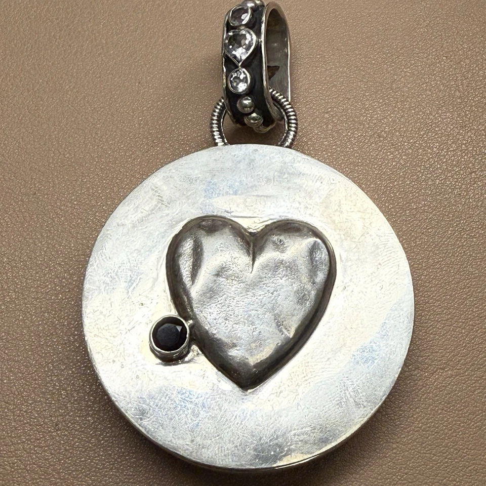 Pingente medalhão maciço echo of the dreamer MV prata esterlina gema 11,5 mm fiança - Imagem 3 de 4