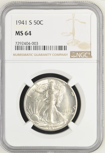 1941 S WALKING LIBERTY HALF DOLLAR NGC MS 64 Beatiful coin! Strong Strike!!