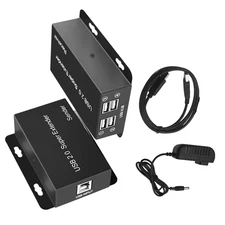 50m 4-Port USB 2.0 Ethernet Extender Hub RJ45 Network LAN Over Cat5e/6/7