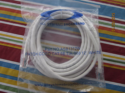 ALL SYSTEMS BROADBAND 12ft Patch Cord ASB1312W NEW and SEALED! | eBay