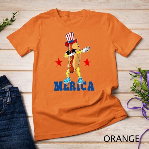 Camiseta Unisex Merica Funny Dabbing Hot Dog 4 de Julio Fiesta Patriótica Niño - Imagen 10 de 15