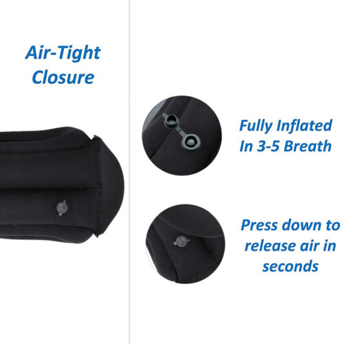 Inflatable Air Travel Pillow Airplane Office Nap Rest Neck Head Chin Cushion - Picture 3 of 24