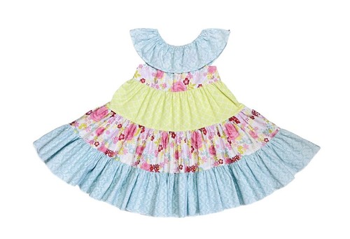Vestido Nonna's Creations estampado mixto con volantes en capas talla 3 floral niño pequeño - Imagen 10 de 10