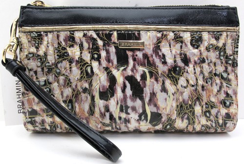 NUEVO BRAHMIN DAISY Multi Pellham Cuero Genuino Top Cremallera Muñequera Melbourne Negro - Imagen 1 de 7