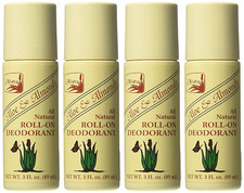 Alvera All Natural Roll-On Deodorant Aloe  Almonds - 3 Fl Oz, 4 pack