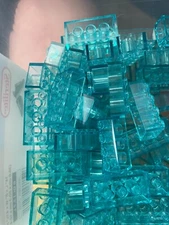 LEGO- NEW-#3001-TRANS  LIGHT BLUE- 2 X 4 BRICK-5 PIECES