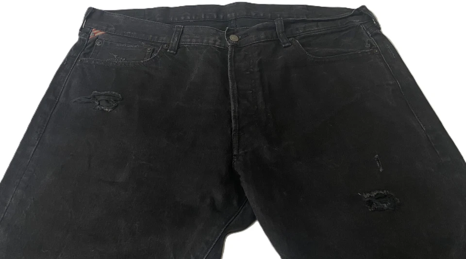 Pantalones de mezclilla Ralph Lauren 40x30 para hombre negros desgastados delgados 5 botones 40x30 Foto 3 de 4
