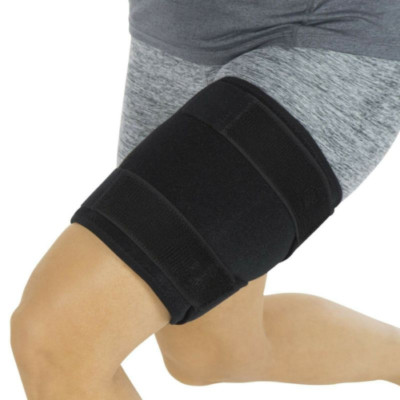 Thigh Brace Support Hamstring Compression Sleeve Adjustable Upper Leg Wraps Men-