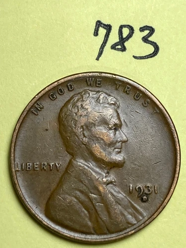 1931-D LINCOLN WHEAT CENT, nice condition, "Extremely Fine", low mintage, #783