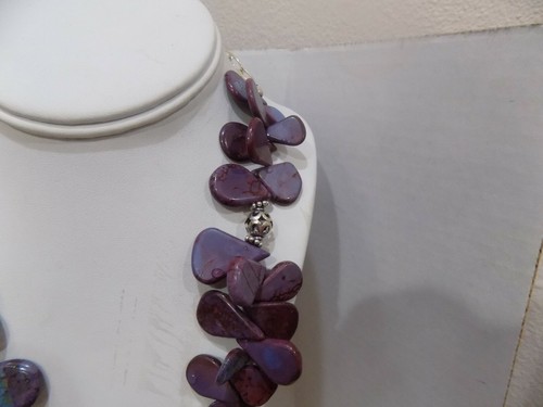 Southwestern Purple Mohave Turquoise Sterling Silver Necklace Earring Set 925 - Picture 7 of 12