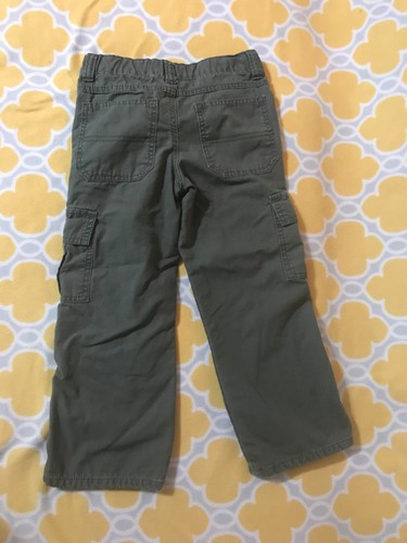 Long pants, flannel lining, green, size 5, boy, girl, adjustable waist, used - Picture 2 of 3