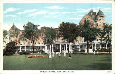 ROCKLAND ME Samoset Hotel Women on Lawn c1920 Postcard