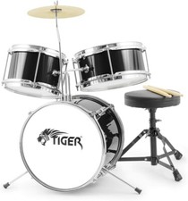 Tiger JDS7-BK 3-teiliges Schlagzeugset - Schw...