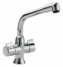 Modern Mono Kitchen Sink Mixer Tap Swivel Spout Chrome Twin  Control Handle