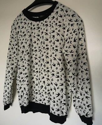 Pullover Langarmshirt Damen 38 M Weiss Schwalben Muster Von Only - Bild 1 von 4