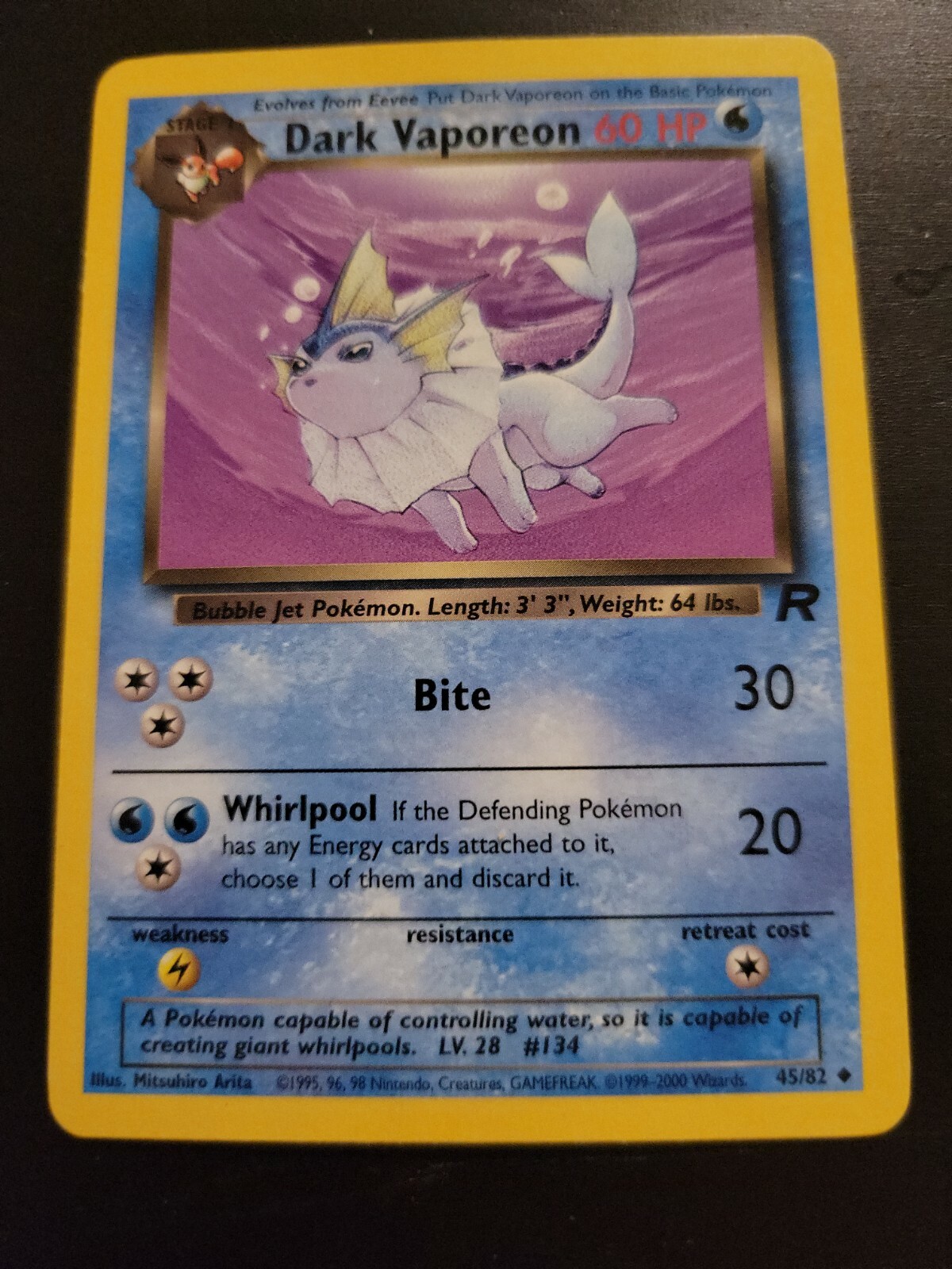 Pokemon TCG Card 2000 Team Rocket Dark Vaporeon 45/82 | eBay