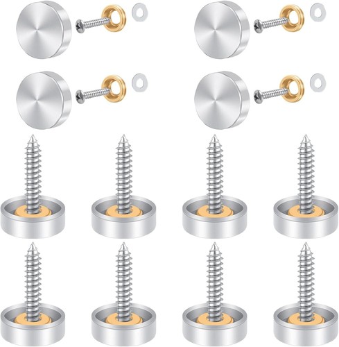 12 Sätze Spiegelschrauben, Bolatus 16mm Zierschrauben Edelstahl Polierte
