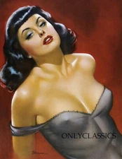 1944 Risque Vintage D'Ancona Pin-Up Print Red Lipped Busty Vamp Sexy Cheesecake