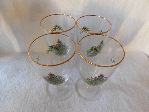 SPODE CHRISTMAS TREE PEDESTAL GOBLETS New set of 4 - Picture 5 of 9