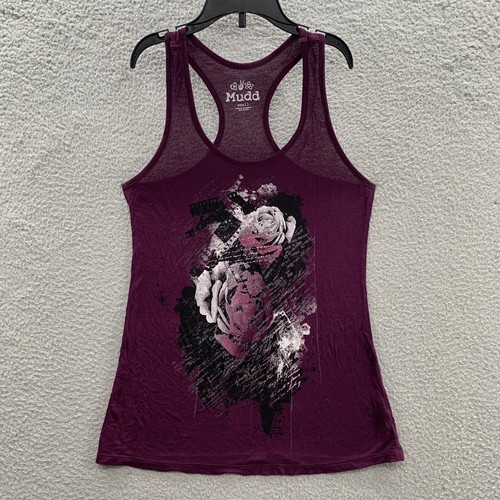 Mudd Boho Tunika Tank Top Shirt Tee Damen Gr. S lila burgund Racerback Blumen