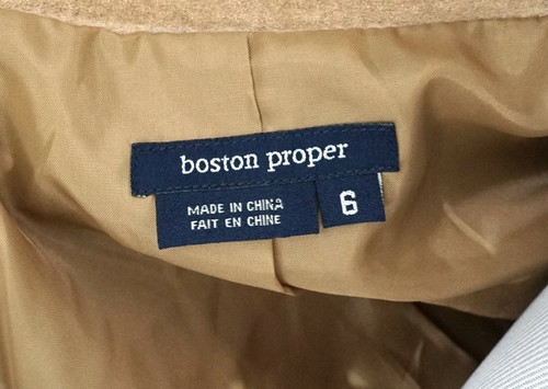BOSTON PROPER Brown Tan 100% Leather Hook Clasp Floral Eyelet Coat Jacket Size 6 - Picture 6 of 7
