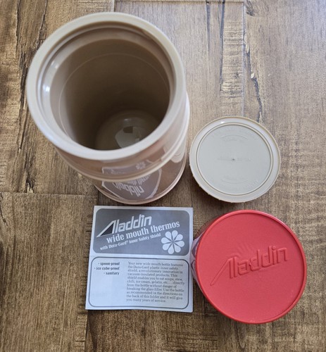 Termo de Colección Aladdin 1 Pinta Alimentos Bebidas Boca Ancha Rojo Beige EE. UU. + Instrucciones - Imagen 11 de 20