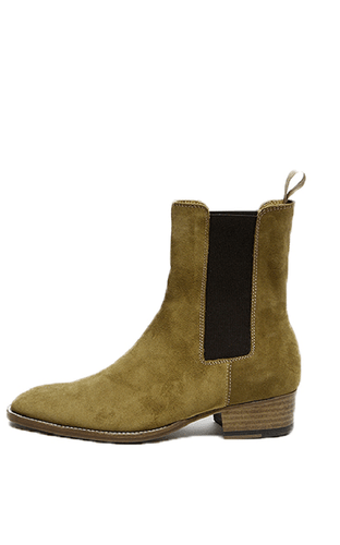 Pull On Mens Pointy Toe Chelsea Ankle Boots Real Suede Leather High Top Occident - Bild 4 von 14