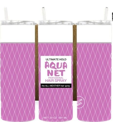 Aqua Net Hair Spray Tumbler Design 20oz Tumblr Insulated Travel Mug - Picture 1 of 2
