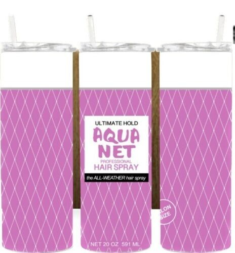 Aqua Net Hair Spray Tumbler Design 20oz Tumblr Insulated Travel Mug  - Picture 1 of 2