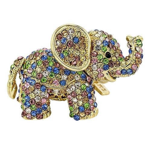 Schlüsselanhänger oder Taschenanhänger goldfarben mehrfarbig Kristall Elefant Rüssel hoch