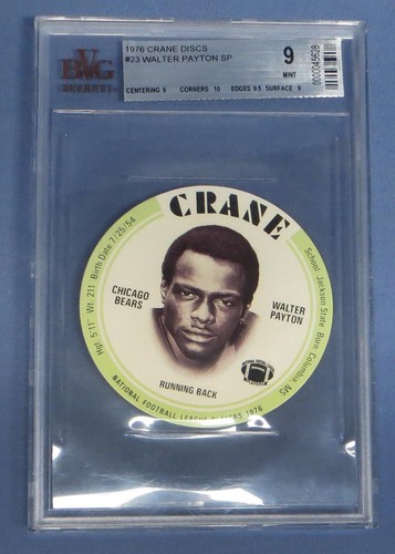 1976 Walter Payton Kran Kartoffelchips Fußball Disc Beckett bewertet BVG 9 neuwertig MT