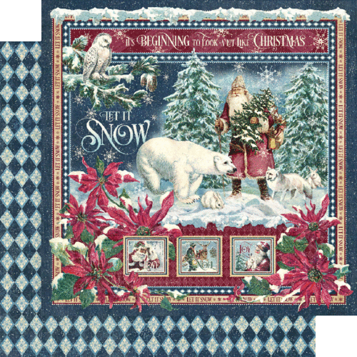 GRAPHIC 45 "LET IT SNOW" (8)12X12 PAPER SET WINTER CHRISTMAS SCRAPJACK'S PLACE - Picture 2 of 9
