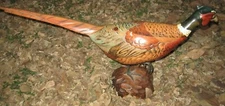 TOM TABER Wood Carved Ringneck Pheasant Signed Early Decoy Sculpture Statue HUGE