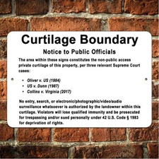 Curtilage Boundary Public Officials Notice No Trespassing  Sign Metal Decal