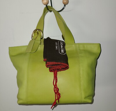 COACH VINTAGE WAVERLY LIME GREEN LEATHER TOTE BAG 4133 | eBay