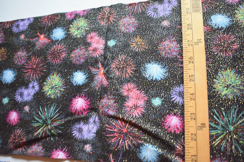 PATRIOTIC SPARKLE COTTON FABRIC CHECKS AND FIREWORK PRINTS 2 REMNANT PIECES - Picture 2 of 3