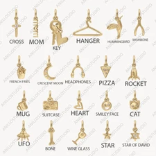 Mini Golden & Diamond Charms Pendant for Necklace, Earrings, Bracelet 14k Gold