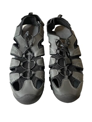 Eddie Bauer Men\'s Sandals Dark Gray Adjustable Outdoor Hiking Shoes Size 13 Eddie Bauer Sandals Mens 10m Leather Gray Cinch Cord Stewart  main image 3