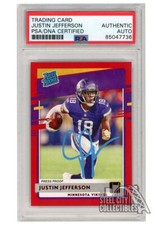 Justin Jefferson 2020 Donruss Rookie Press Proof Red Auto 313 PSA/DNA Light Blue