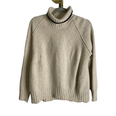 Zadig & Voltaire Wool Distressed Knit Pullover Turtleneck Sweater 