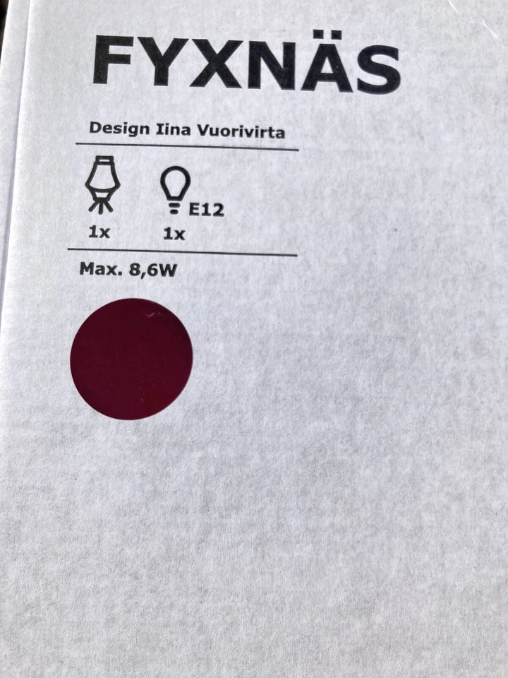 Lámpara de Mesa Trípode Ikea FYXNAS Retro Tela/Acero Rojo Oscuro 17" BOMBILLA INCLUIDA Foto 3 de 3