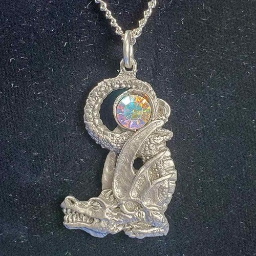 Pendientes Dragón Collar Aurora Boreal Finos Cristales Austriacos Peltre EE. UU. NUEVO - Imagen 2 de 9