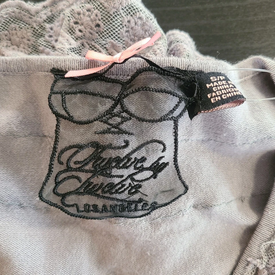 Twelve by Twelve Cardigan Sweater Gray Ruffled Lace Small Whimseygoth Romantic - Image 3 of 4