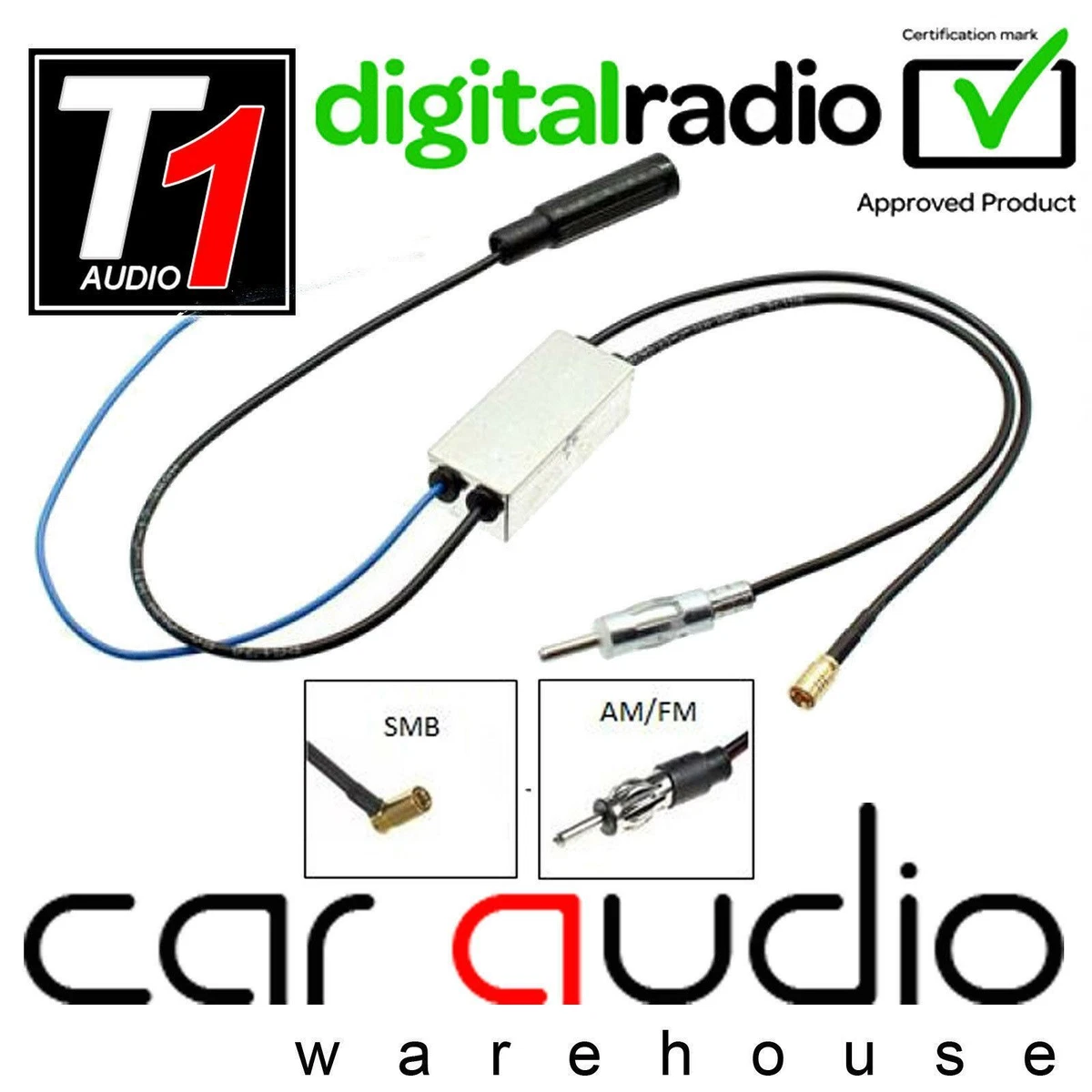 DAB AM FM Radio SMB Aerial Antenna Splitter for XTRONS Car Stereo
