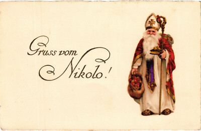 PC ST NICOLAS, GREETING FROM NIKOLO, Vintage EMBOSSED Postcard (b46128)