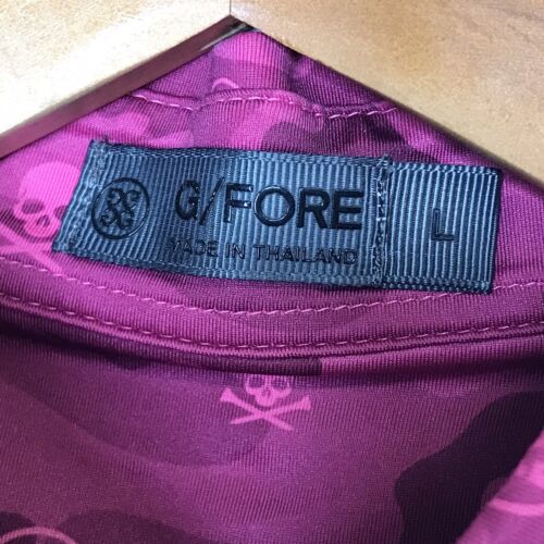 G/FORE Mens Large Icon Camo Tech Jersey Modern Spread Collar Wicking Pink Skull - Picture 4 of 7