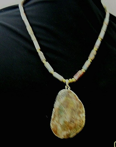 Ocean /Sea jasper and gold beading Necklace LOOK/ 18"+pendant is 1 1/2x 2 1/4"by - Picture 8 of 8