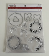 Recollections Christmas Bows  Wreaths Acrylic Stamp And Die Set 11-Piece New